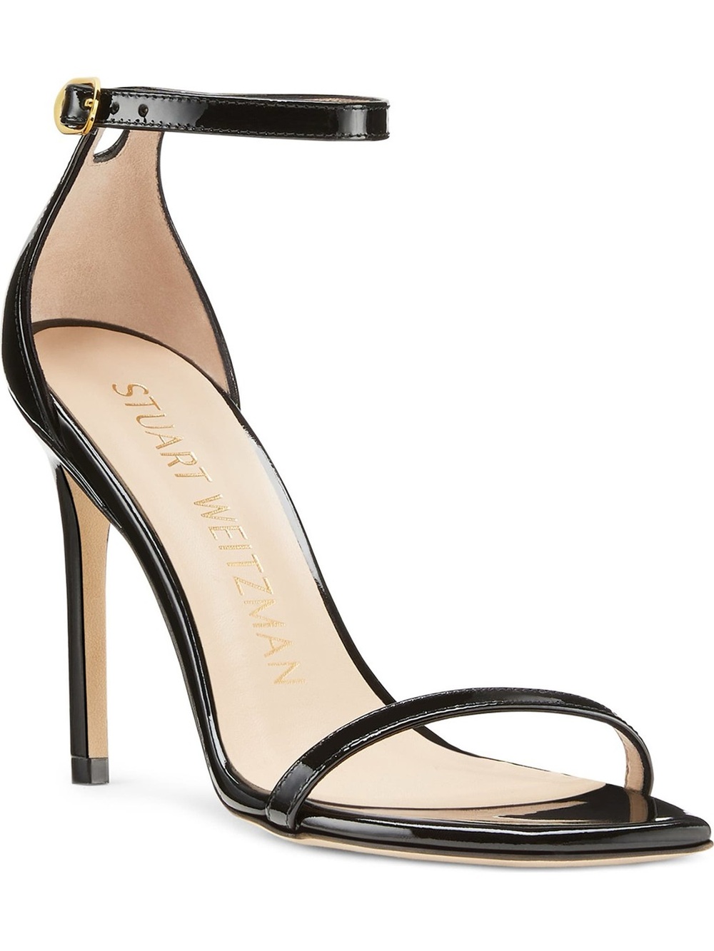 Stuart Weitzman Black Patent Ankle-Strap Stiletto